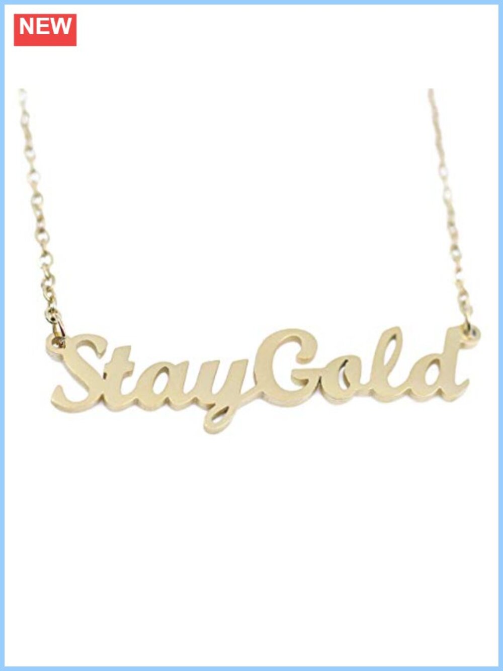 14K Gold Plated Stainless Steel Engraved Pendant Necklace 18 Inch